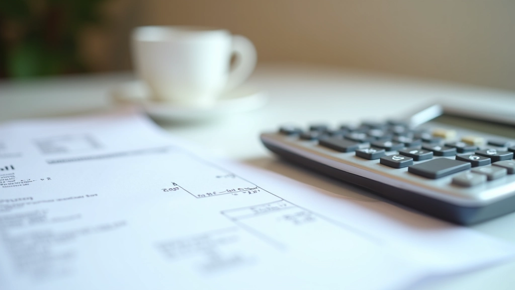 Taschenrechner mit Faktor-Formel und Steuerdokumenten auf dem Schreibtisch