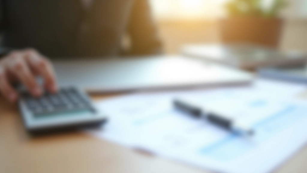 Detaillierte Berechnung mit Taschenrechner und Steuerdokumenten auf einem Schreibtisch
