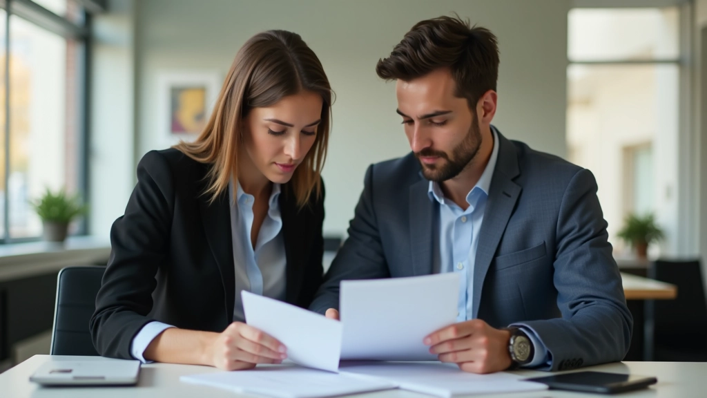 Ehepaar bei der Besprechung ihrer Steuererklärung mit Dokumenten auf dem Tisch